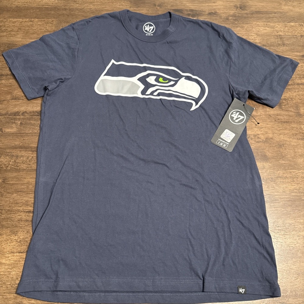 New Seattle Seahawks '47 Men's NFL Navy Atlas Blue T-Shirt Medium‎ NWT